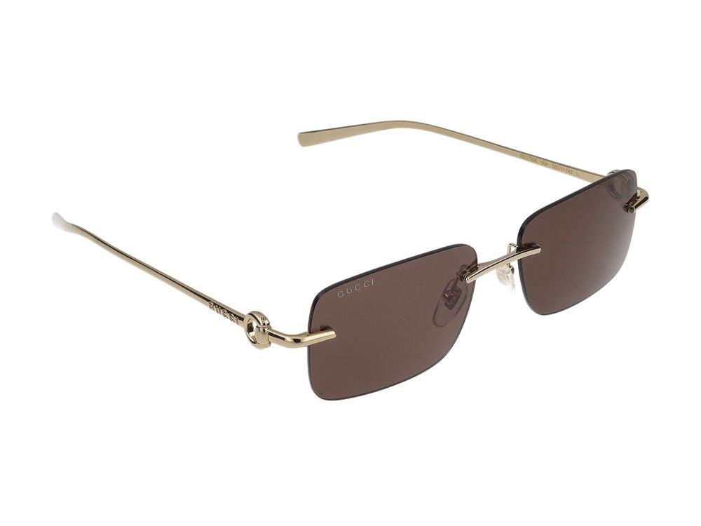 Gucci GG1703S Gold Metal Rectangular Sunglasses — Gold, view 4