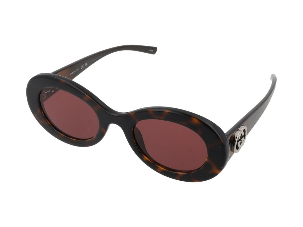 Gucci GG2026S Tortoiseshell Oval Sunglasses — Tortoiseshell, view 2