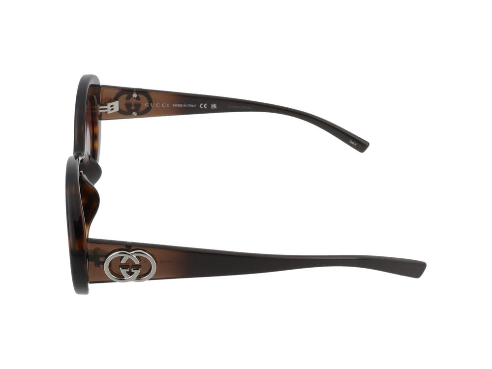 Gucci GG2026S Tortoiseshell Oval Sunglasses — Tortoiseshell, view 3