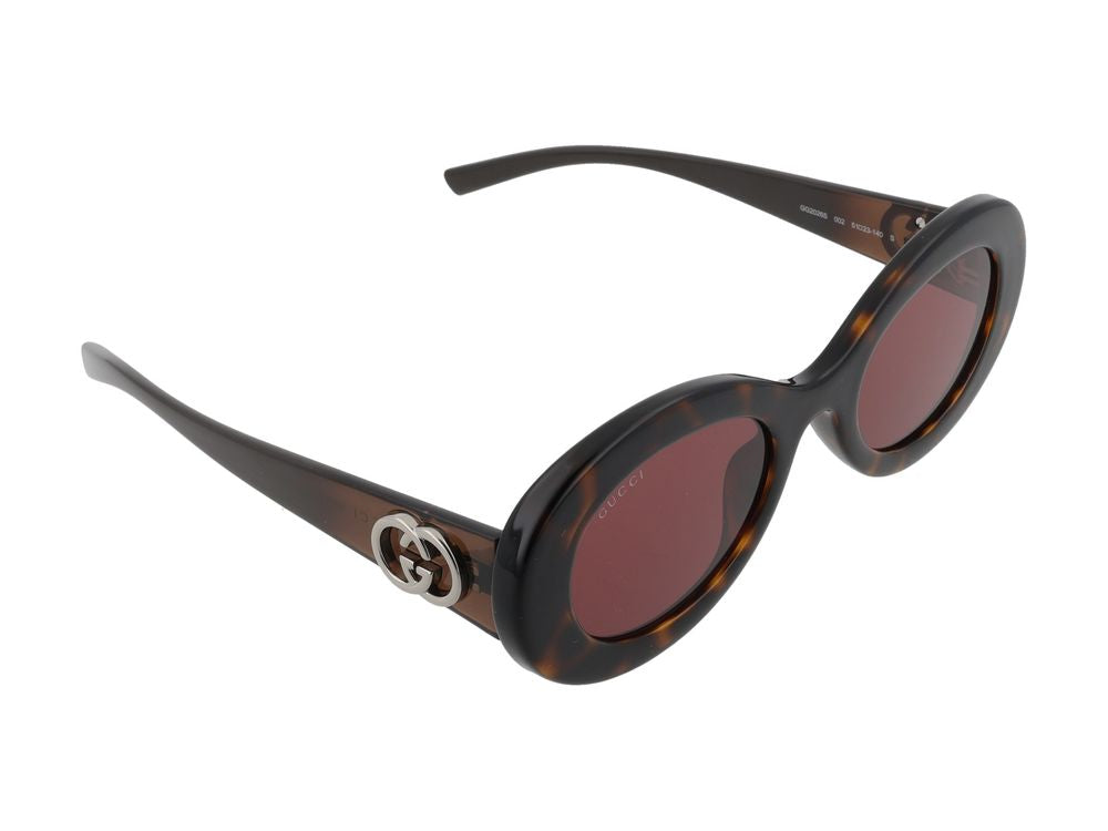 Gucci GG2026S Tortoiseshell Oval Sunglasses — Tortoiseshell, view 4