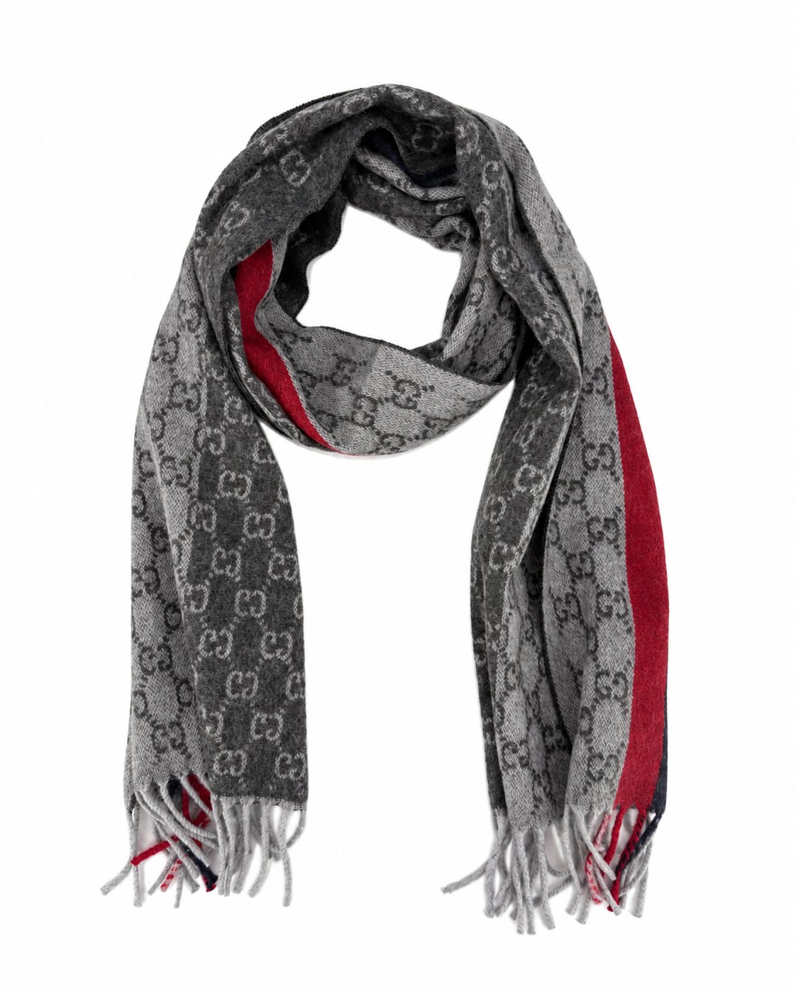 Gucci GG Monogram Cashmere & Wool Scarf — Gray by Gucci