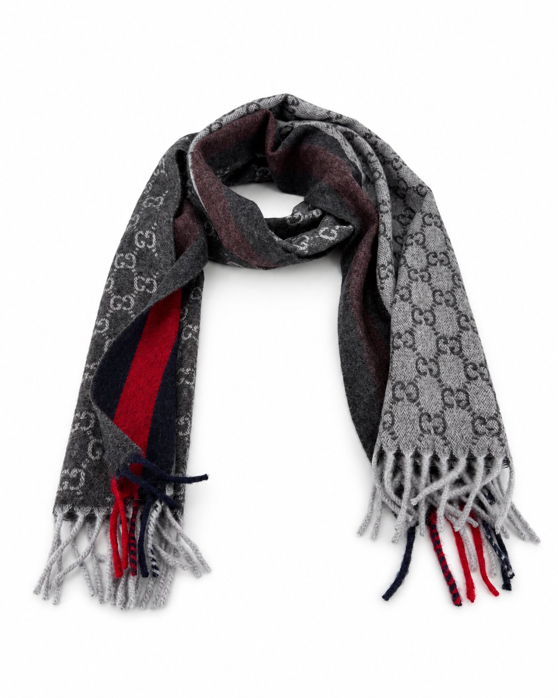 Gucci GG Monogram Cashmere & Wool Scarf — Gray by Gucci