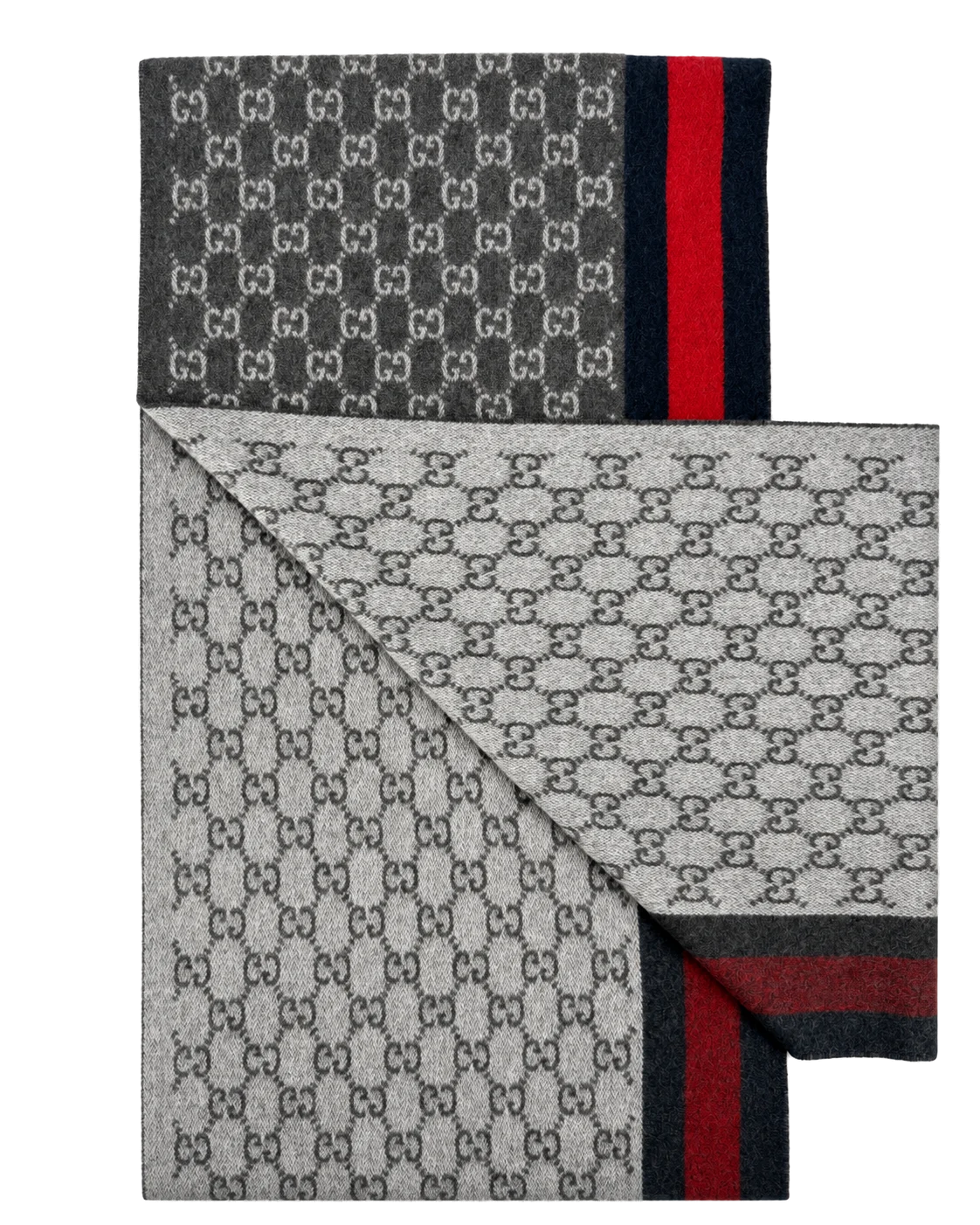 Gucci GG Monogram Cashmere & Wool Scarf — Gray, view 6