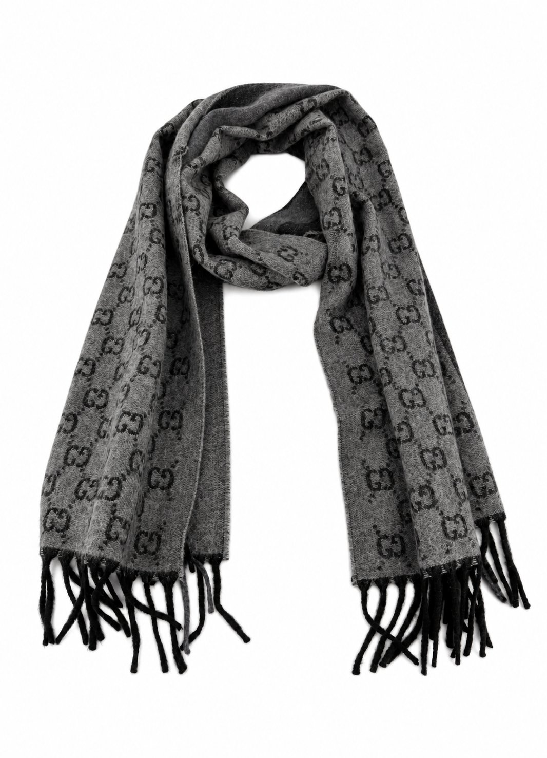 Gucci Monogram Wool Scarf — Gray by Gucci