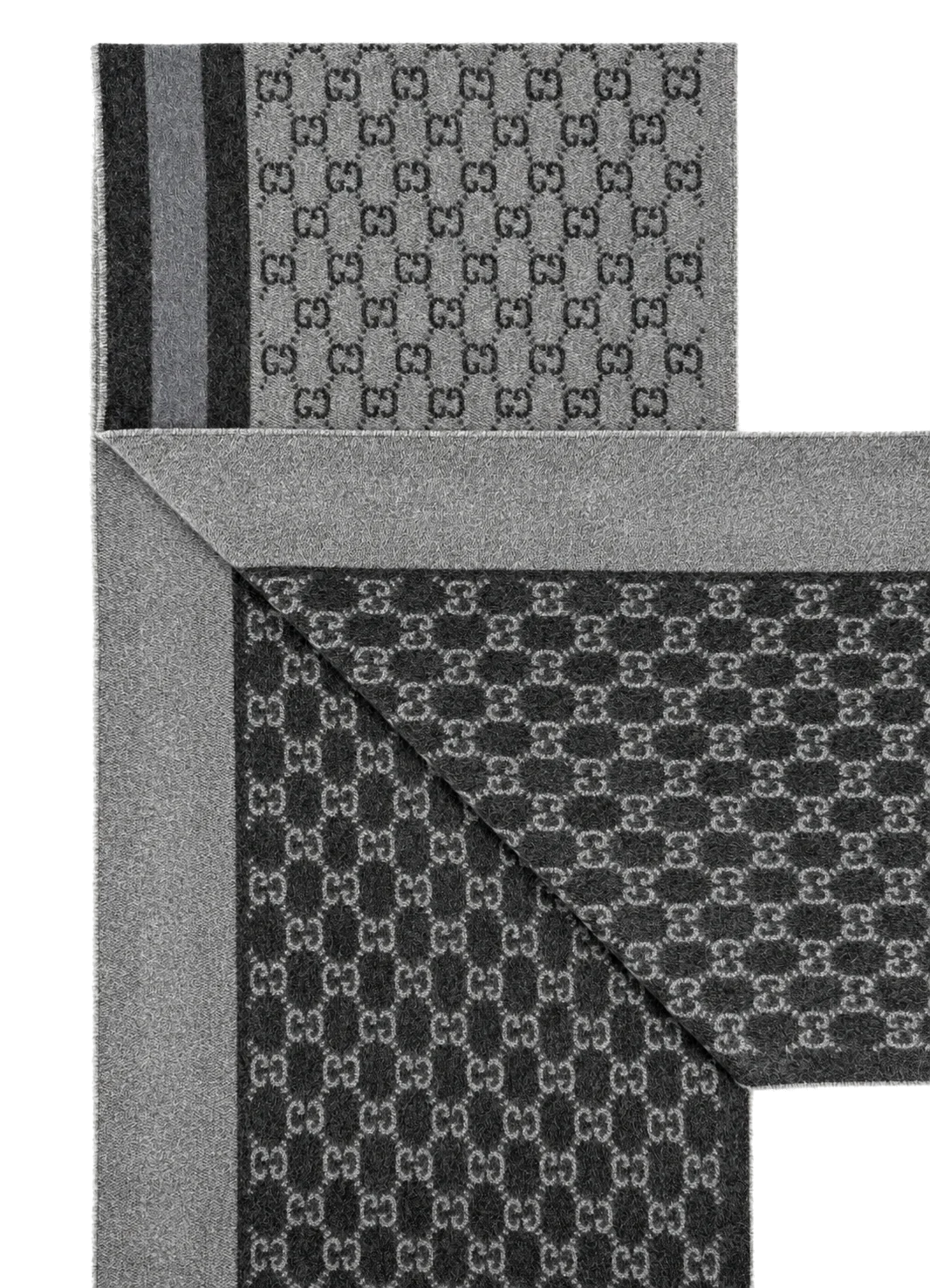 Gucci Monogram Wool Scarf — Gray, view 4