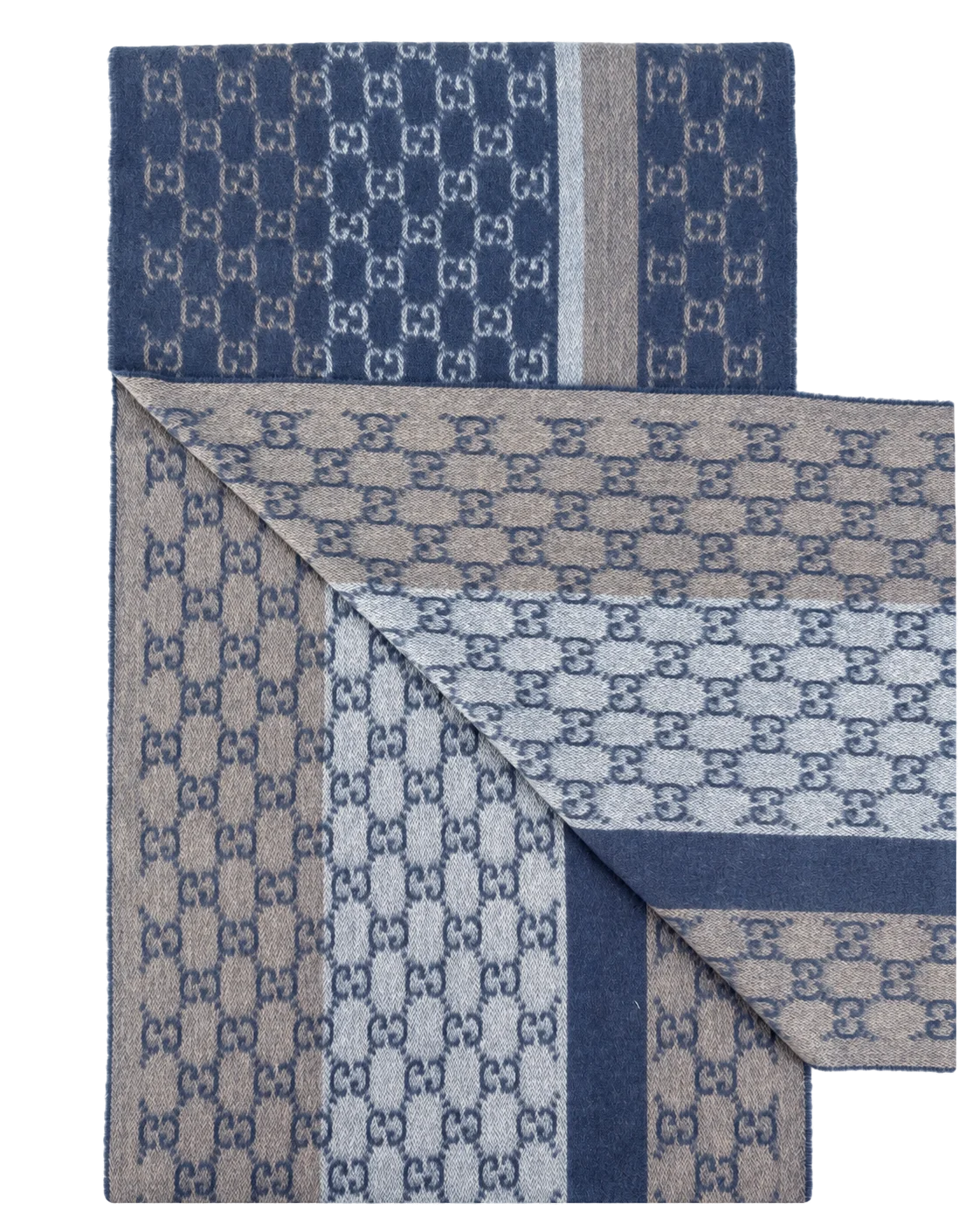 Gucci Monogram Cashmere & Wool Scarf — Navy, view 5