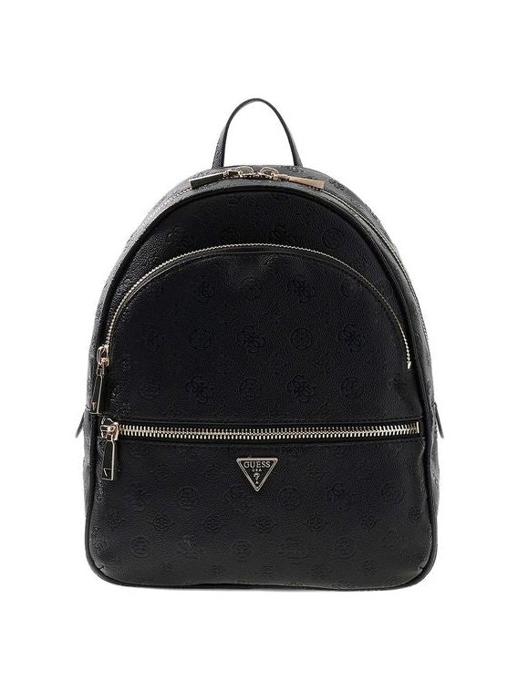 Guess Logo-Embossed Polyurethane Backpack — Black, view 2