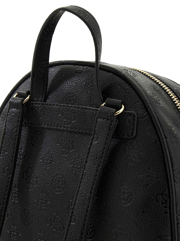 Guess Logo-Embossed Polyurethane Backpack — Black, view 4