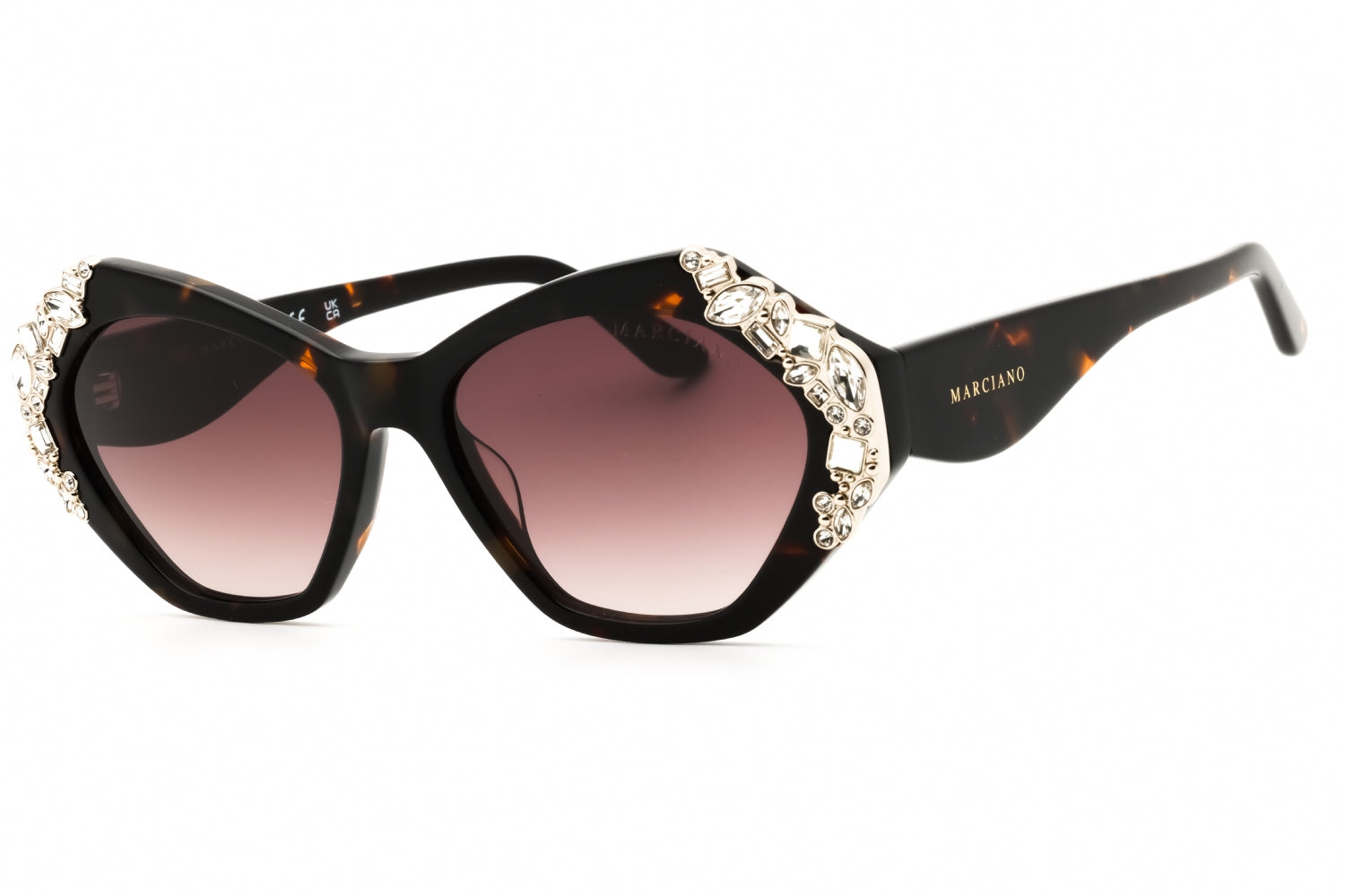 Guess By Marciano GM00026 Crystal-Embellished Oval Sunglasses — Black by Guess By Marciano
