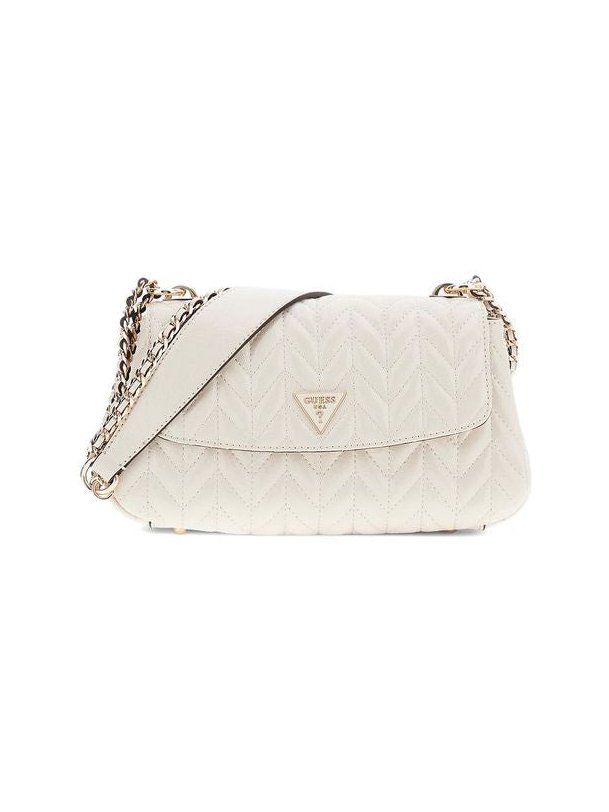 Guess Quilted Convertible Flap Crossbody Bag — Beige by Guess