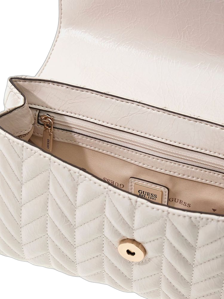 Guess Quilted Convertible Flap Crossbody Bag — Beige, view 3