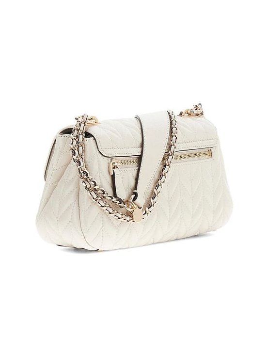 Guess Quilted Convertible Flap Crossbody Bag — Beige, view 4