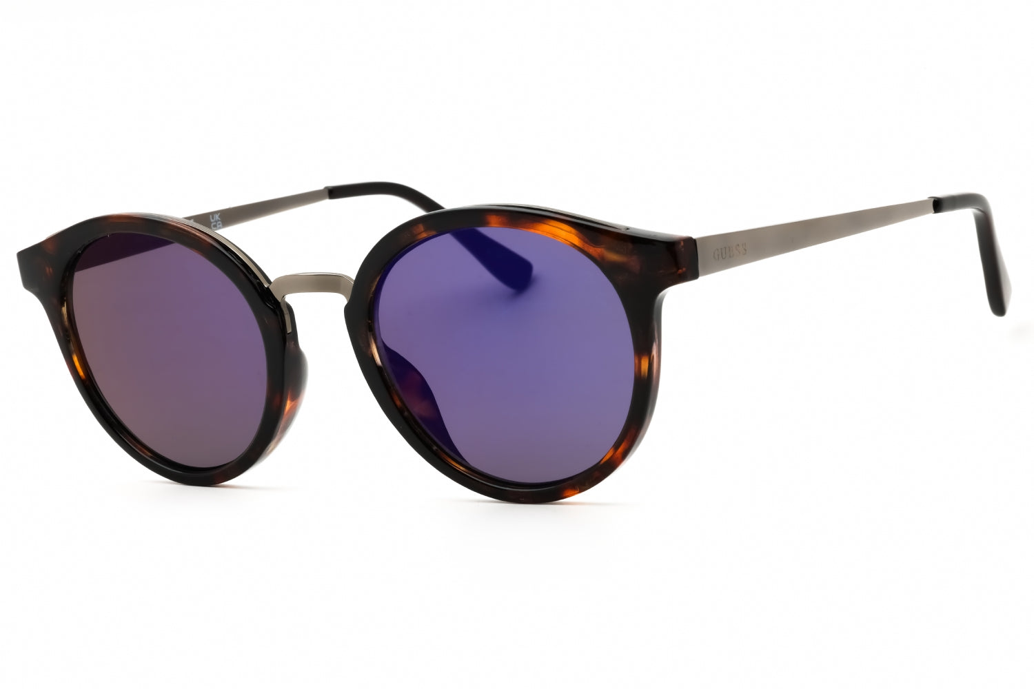 Guess Factory GF0305 Round-Frame Blue Mirror Sunglasses — Brown by Guess Factory