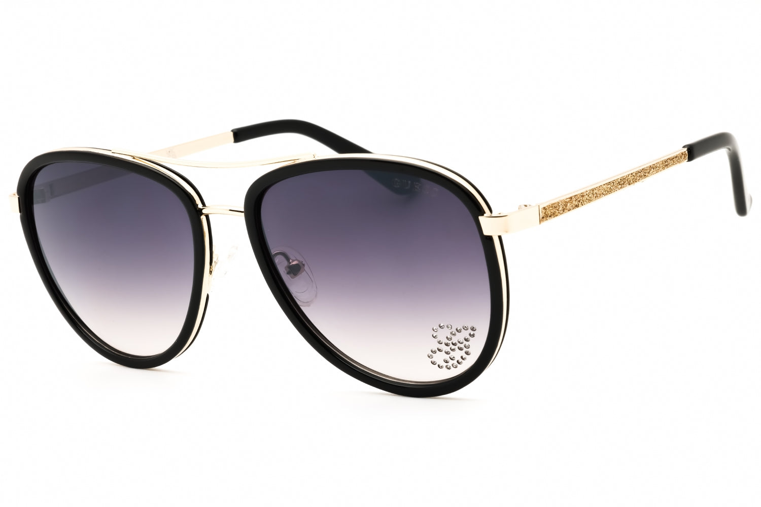 Guess Factory GF6052 Aviator Metal Frame Sunglasses — Black by Guess Factory