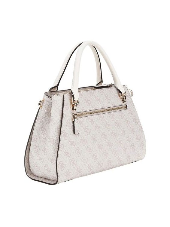 Guess Logo-Jacquard Polyurethane Satchel — Beige, view 2