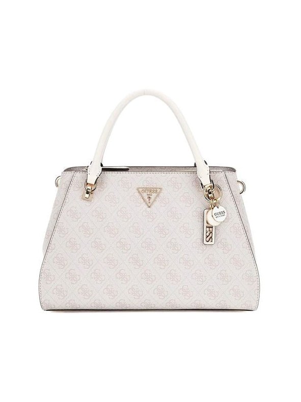 Guess Logo-Jacquard Polyurethane Satchel — Beige, view 4
