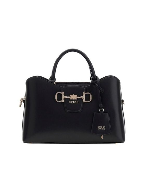 Guess Structured Polyurethane Satchel — Black, view 2