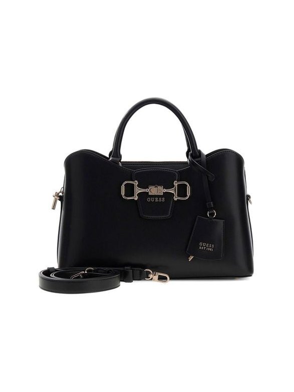 Guess Structured Polyurethane Satchel — Black, view 3