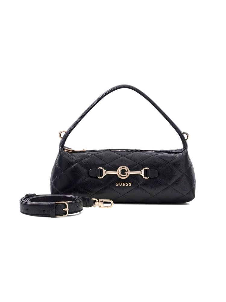 Guess Quilted Polyurethane Shoulder Bag — Black, view 2