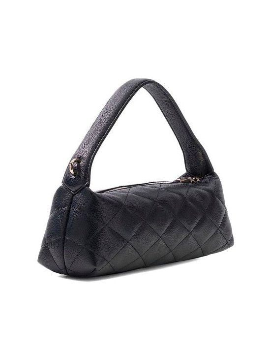 Guess Quilted Polyurethane Shoulder Bag — Black, view 3
