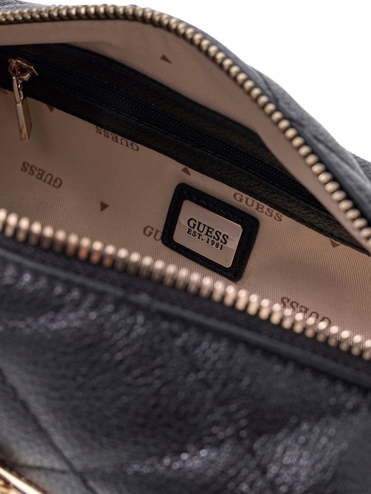 Guess Quilted Polyurethane Shoulder Bag — Black, view 4