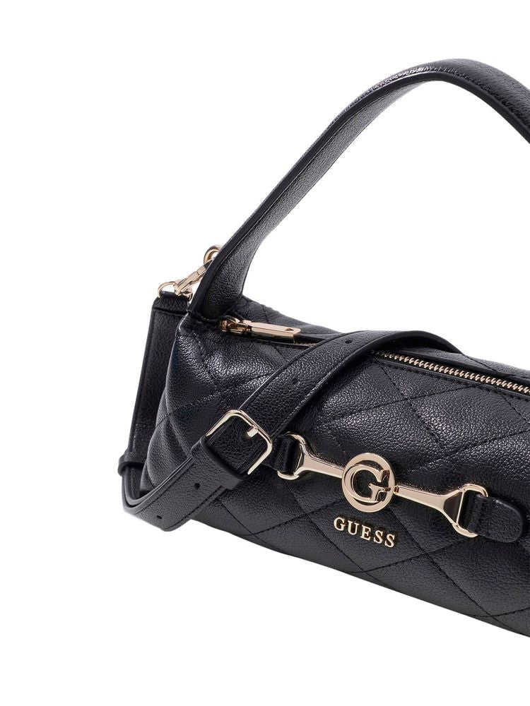 Guess Quilted Polyurethane Shoulder Bag — Black, view 5