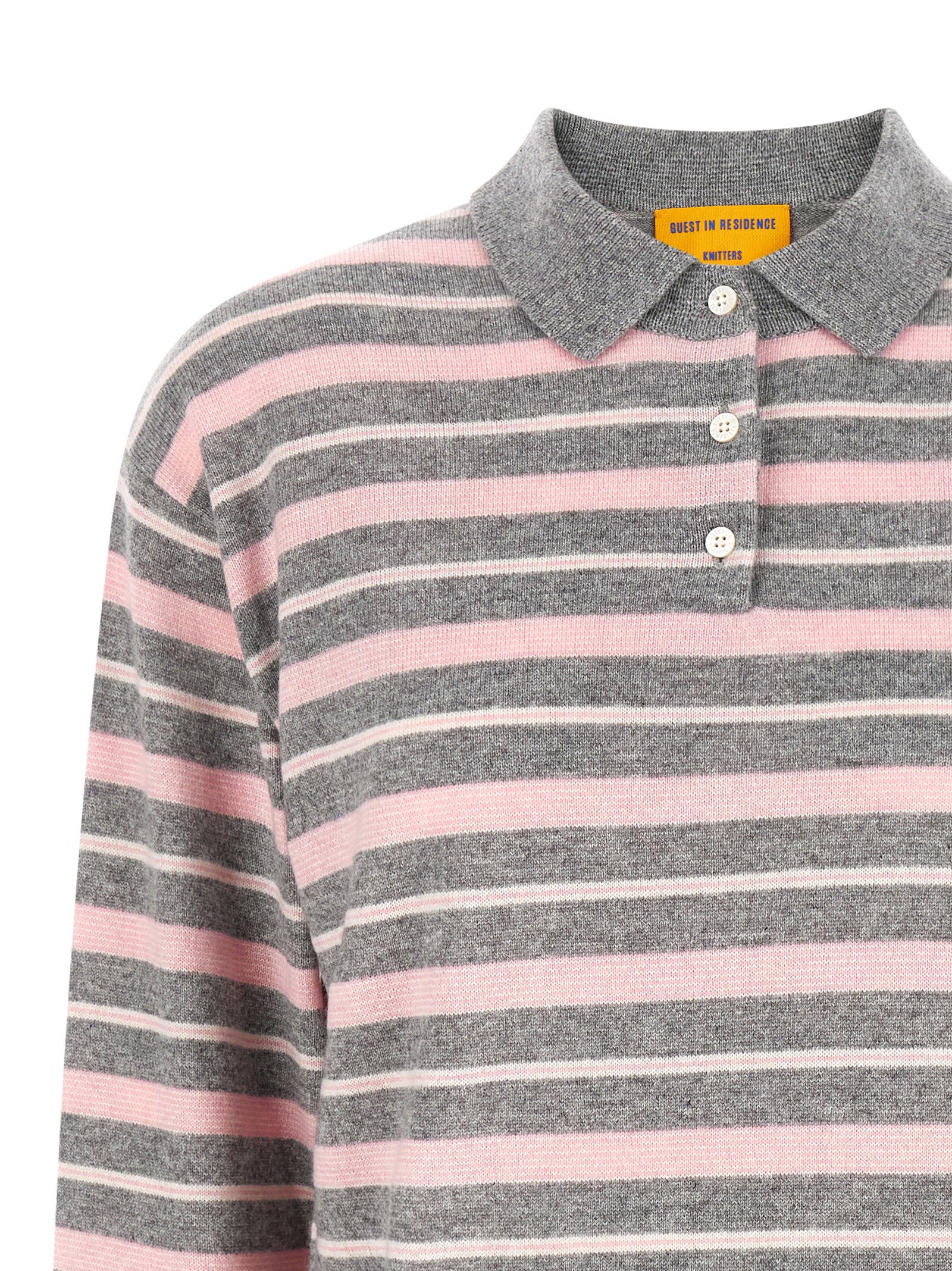 Guest In Residence Collegiate Stripe Polo — Grey, view 3
