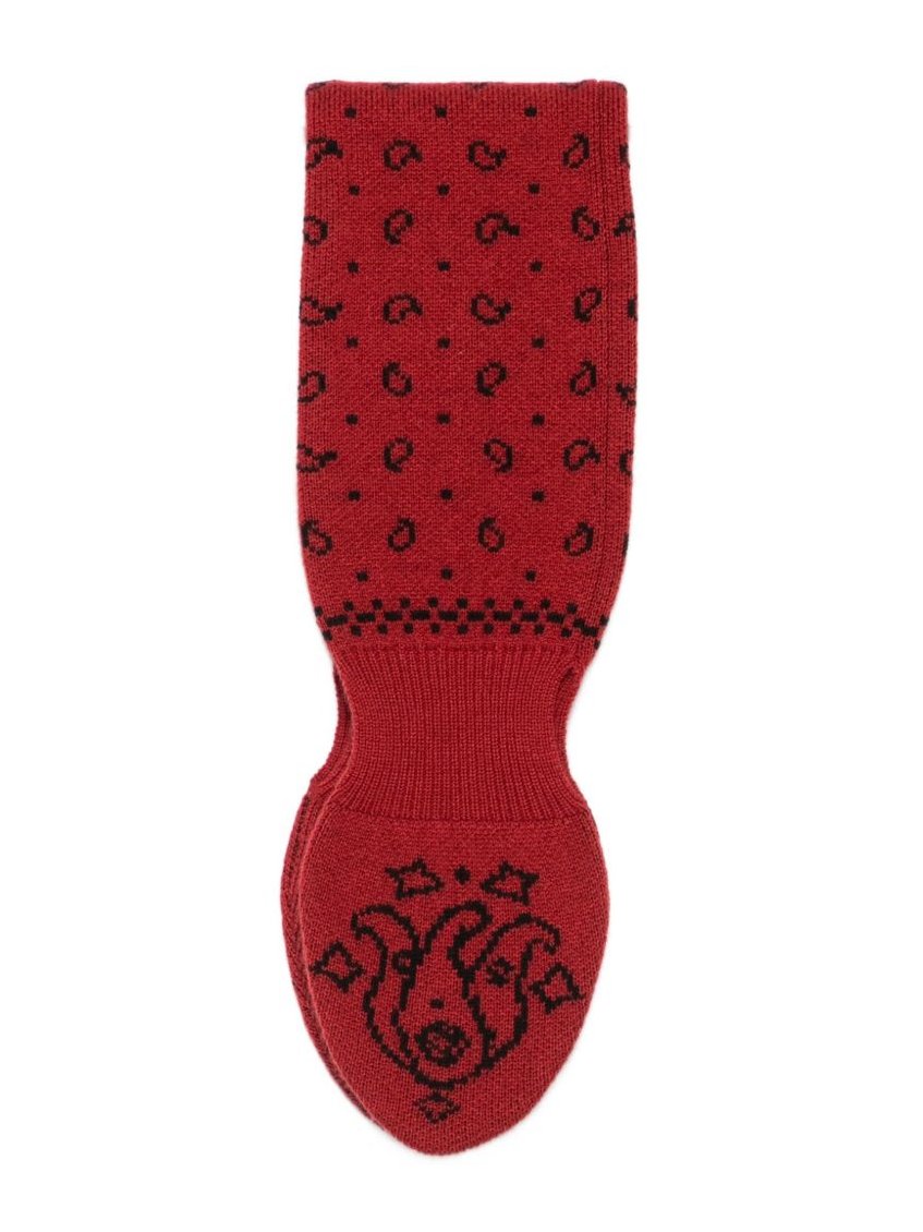 GUEST IN RESIDENCE Intarsia Paisley Knit Scarf — Bordeaux by Guest In Residence