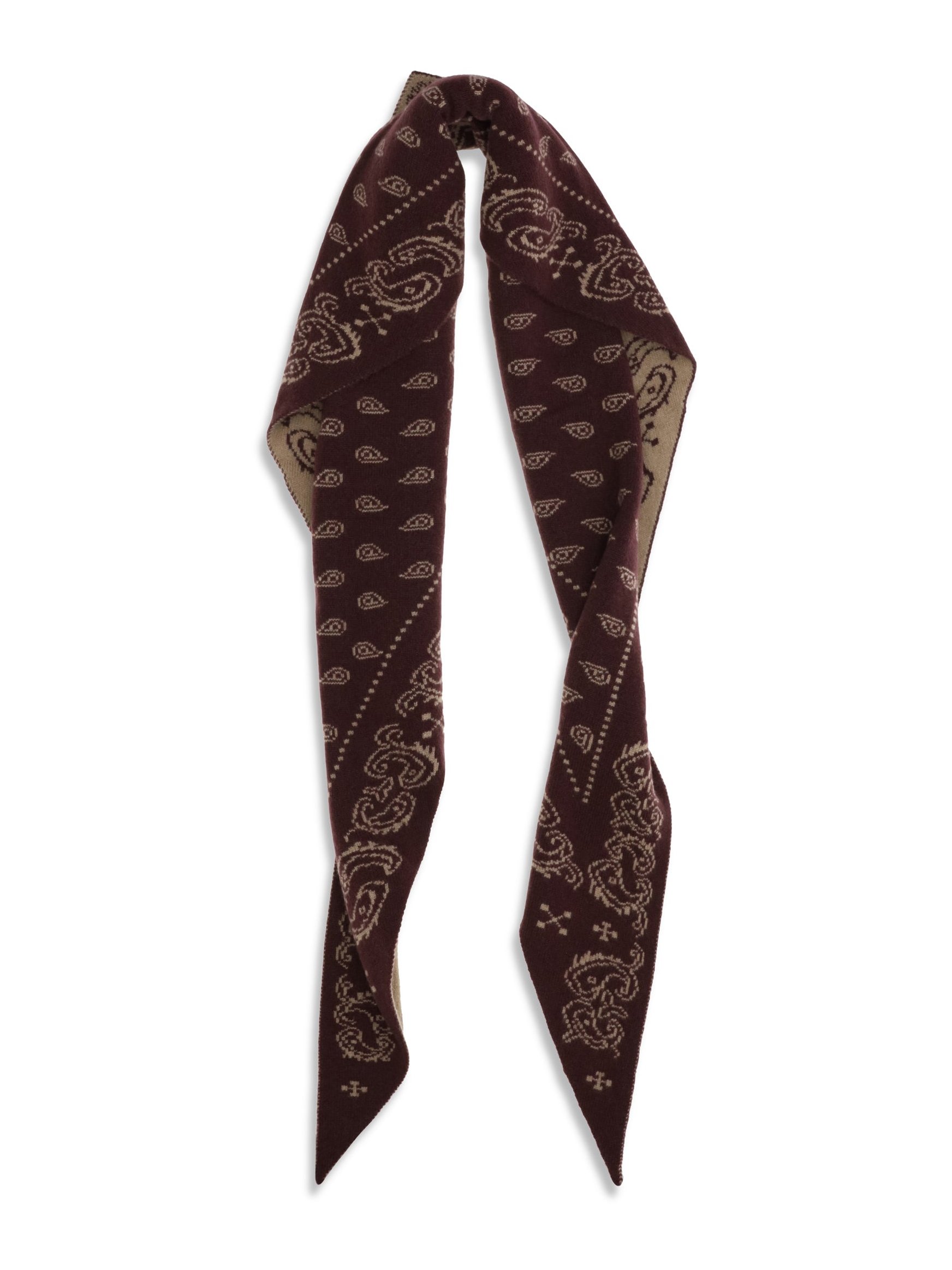 Guest In Residence Reversible Cashmere Paisley Jacquard Scarf — Brown, view 2