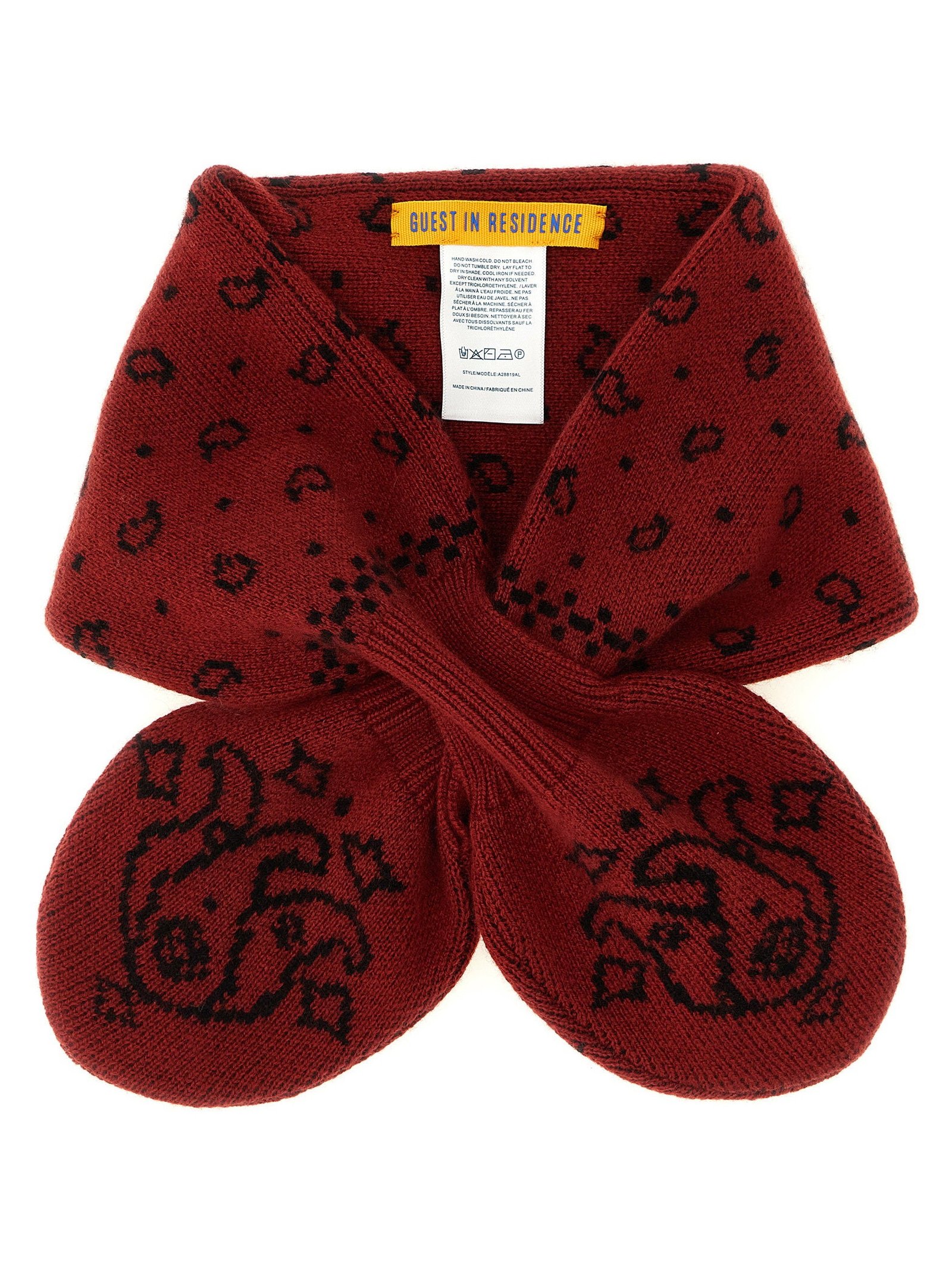 Guest In Residence Wool-Cashmere Jacquard Scarf — Carmine by Guest In Residence