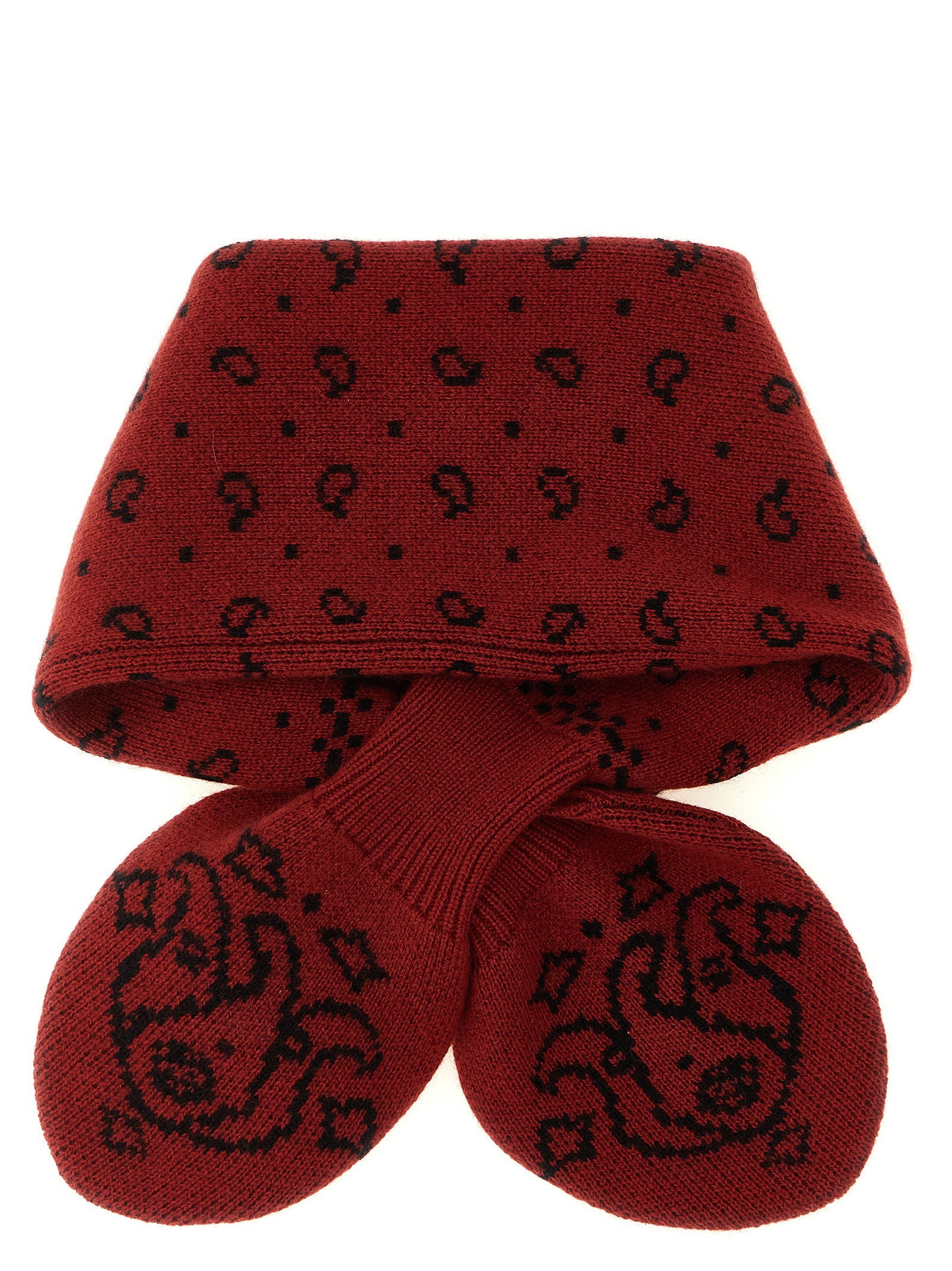 Guest In Residence Wool-Cashmere Jacquard Scarf — Carmine, view 2