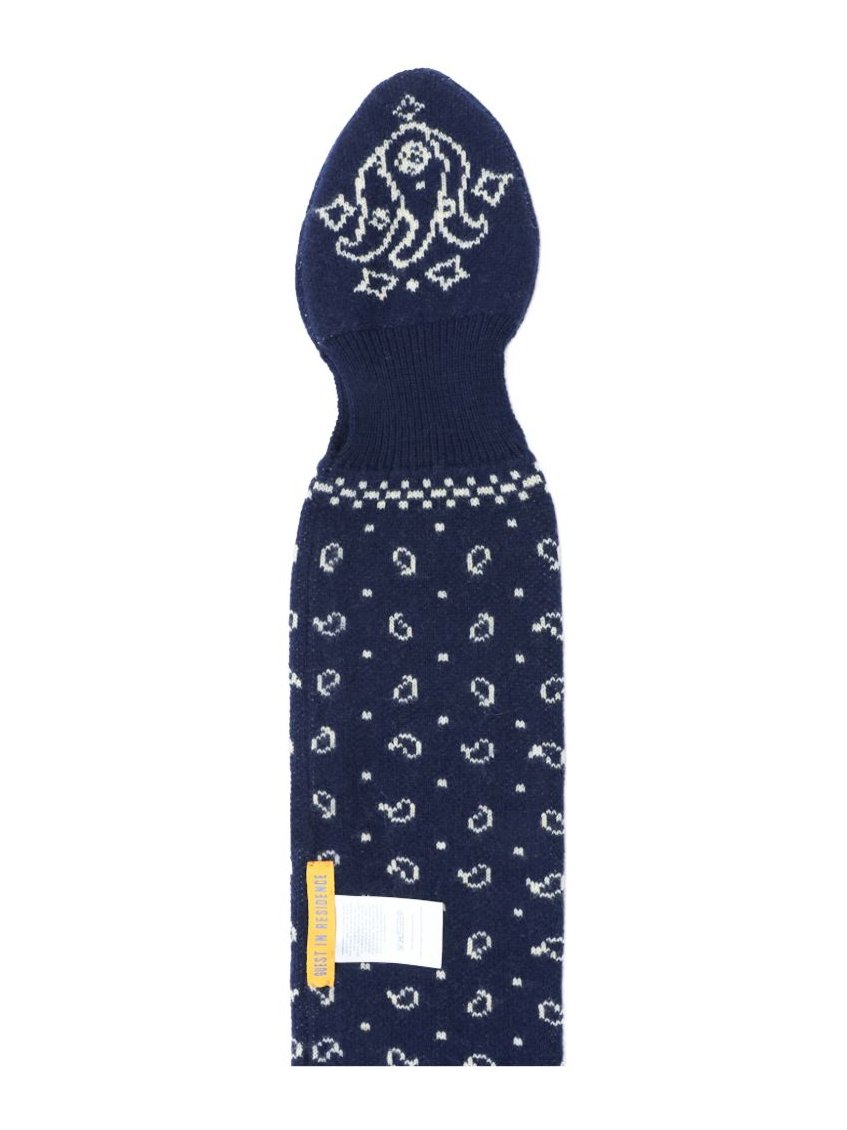 GUEST IN RESIDENCE Bandana-Print Wool and Cashmere Scarf — Navy, view 2