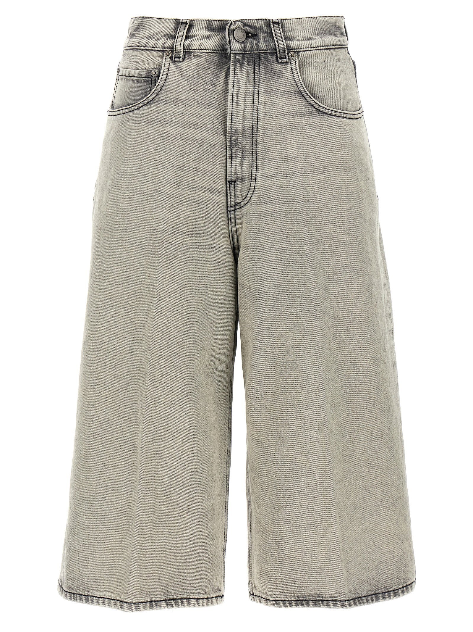 Haikure Cotton Denim Bermuda Shorts — Grey by Haikure