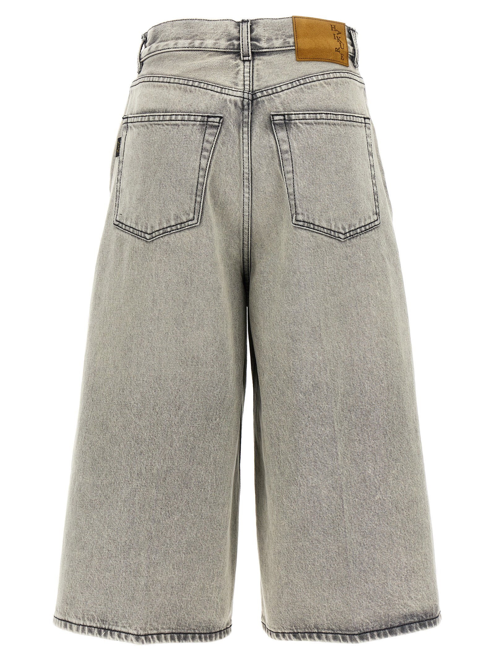 Haikure Cotton Denim Bermuda Shorts — Grey, view 2