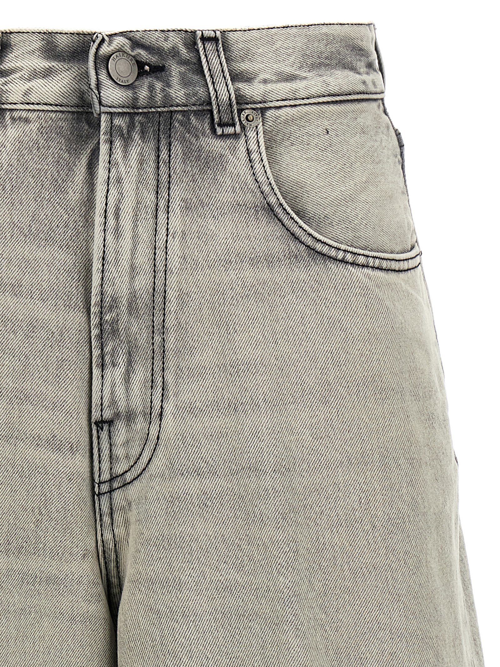 Haikure Cotton Denim Bermuda Shorts — Grey, view 3