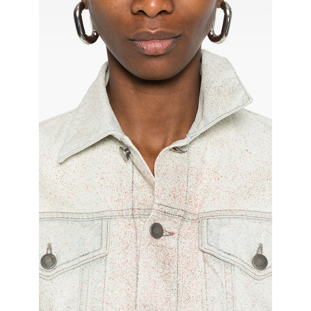Haikure Cotton-Lyocell Denim Cropped Jacket — Pink, view 2