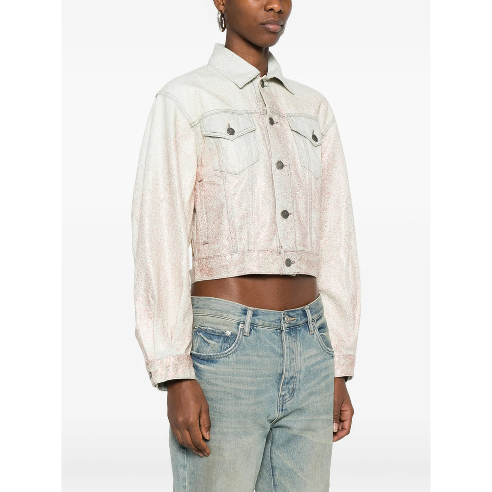 Haikure Cotton-Lyocell Denim Cropped Jacket — Pink, view 3