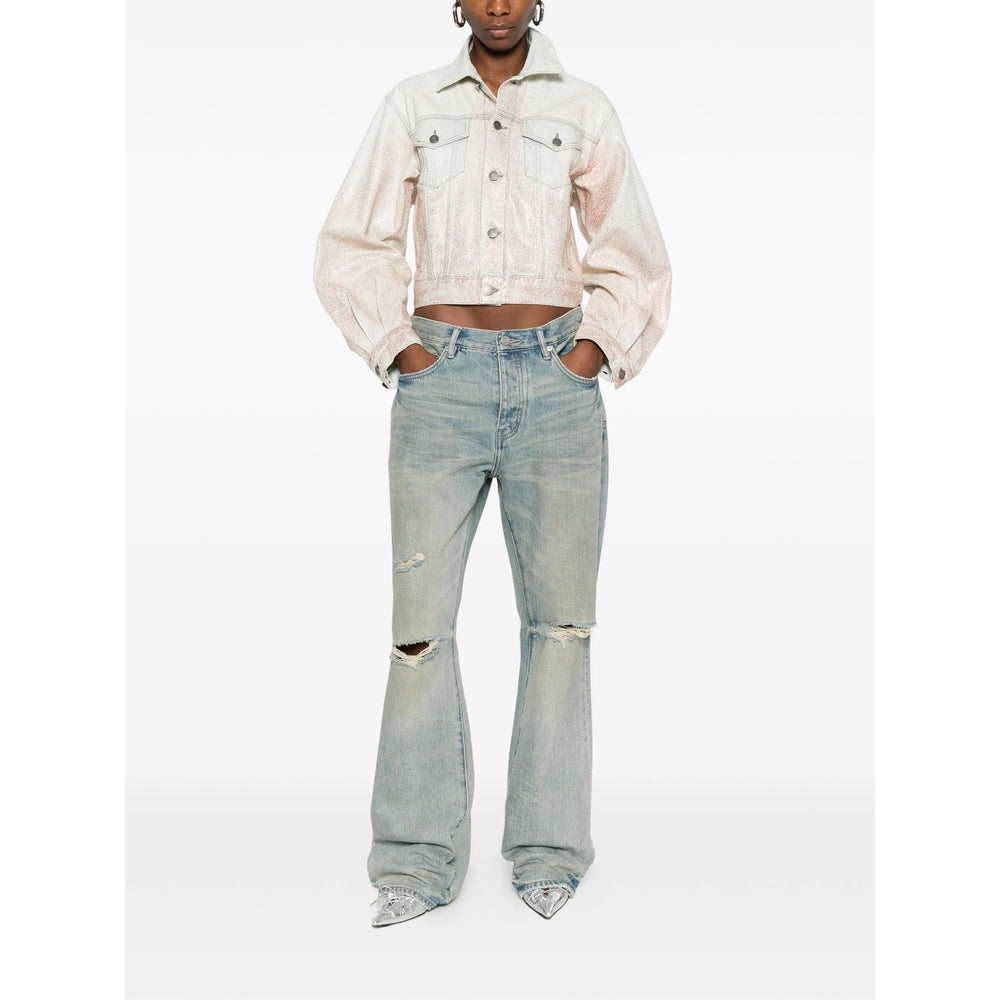 Haikure Cotton-Lyocell Denim Cropped Jacket — Pink, view 4