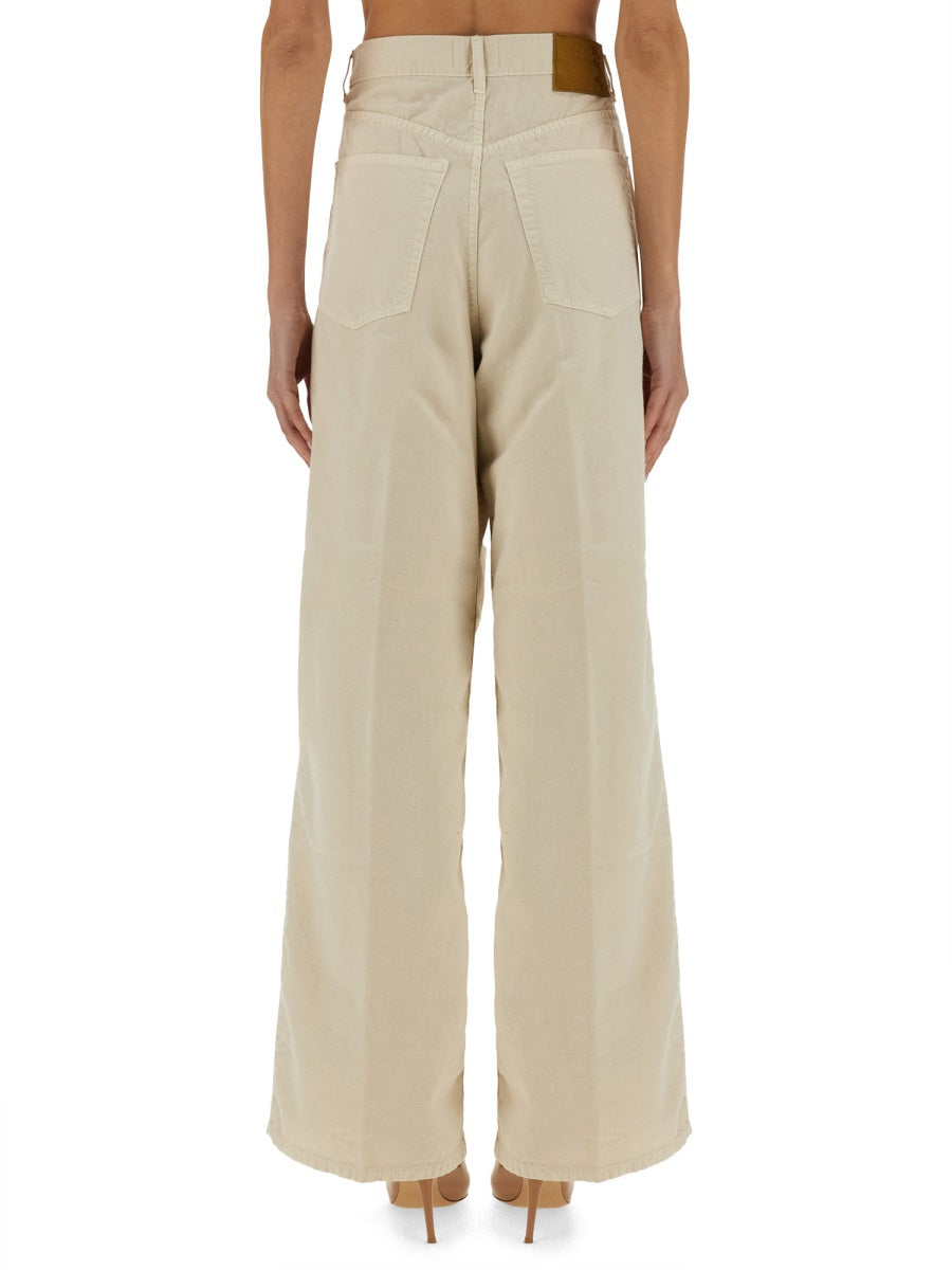 Haikure Wide Leg Cotton Linen Jeans — Beige by Haikure
