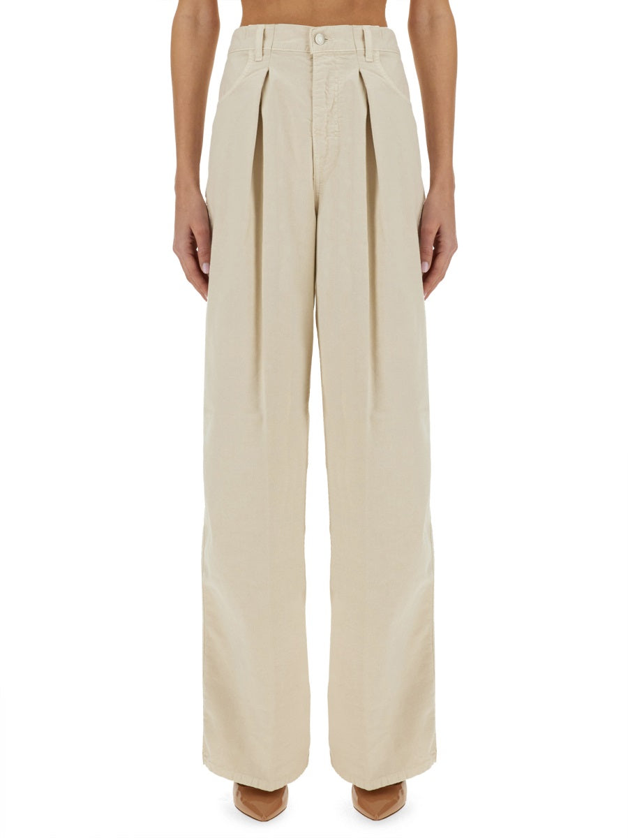 Haikure Wide Leg Cotton Linen Jeans — Beige, view 2