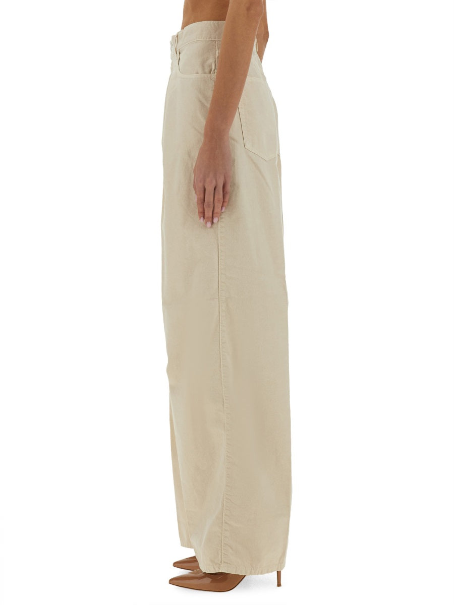 Haikure Wide Leg Cotton Linen Jeans — Beige, view 4