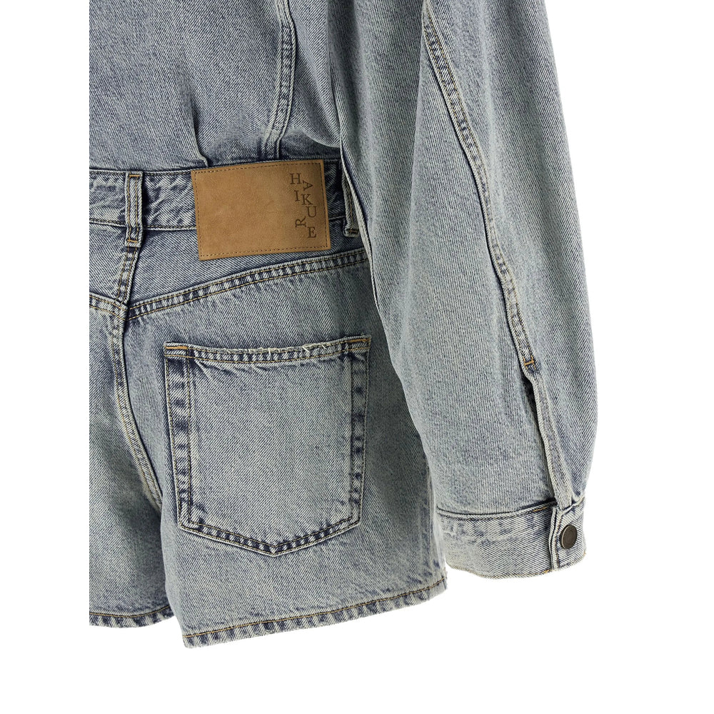 Haikure Cotton Denim Jumpsuit — Blue, view 3