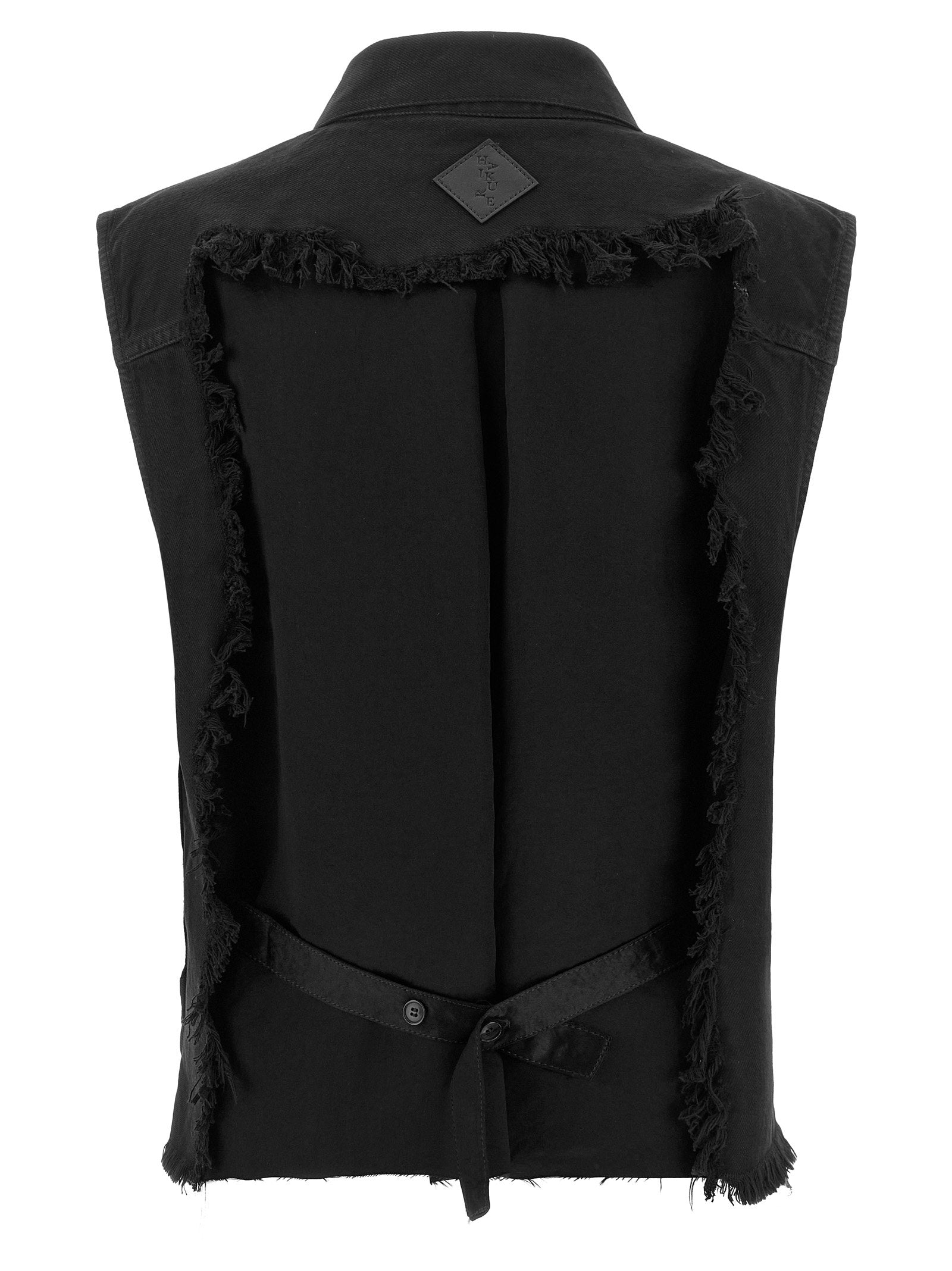 Haikure Cotton Denim Vest — Black, view 2