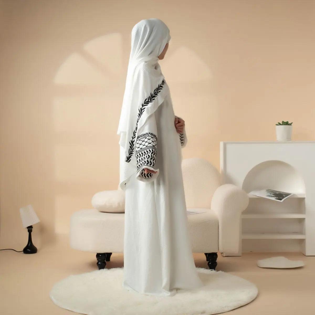 Handmade Keffiyeh Abaya With Embroidery, 4-Piece Set (MOA044), view 2