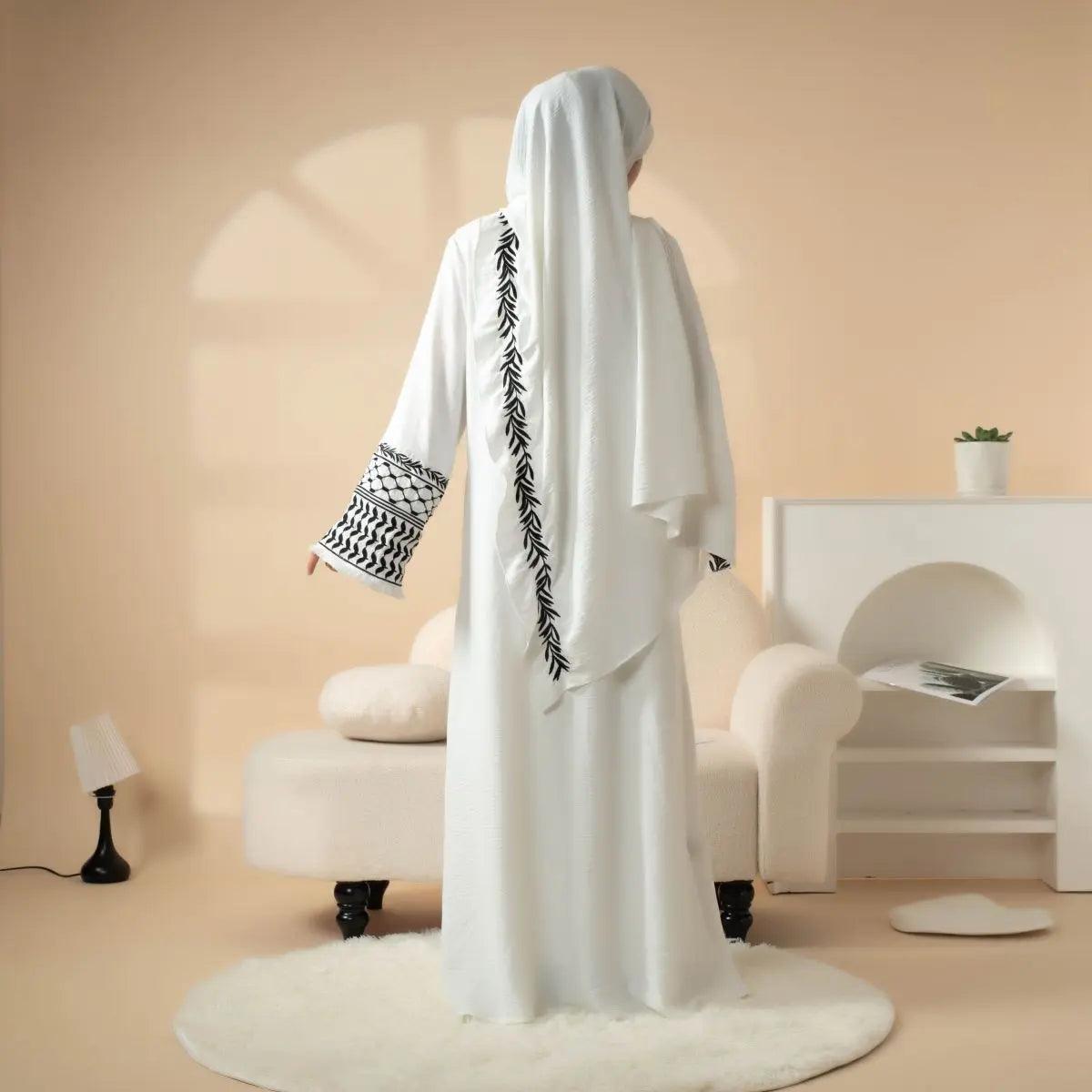 Handmade Keffiyeh Abaya With Embroidery, 4-Piece Set (MOA044), view 3