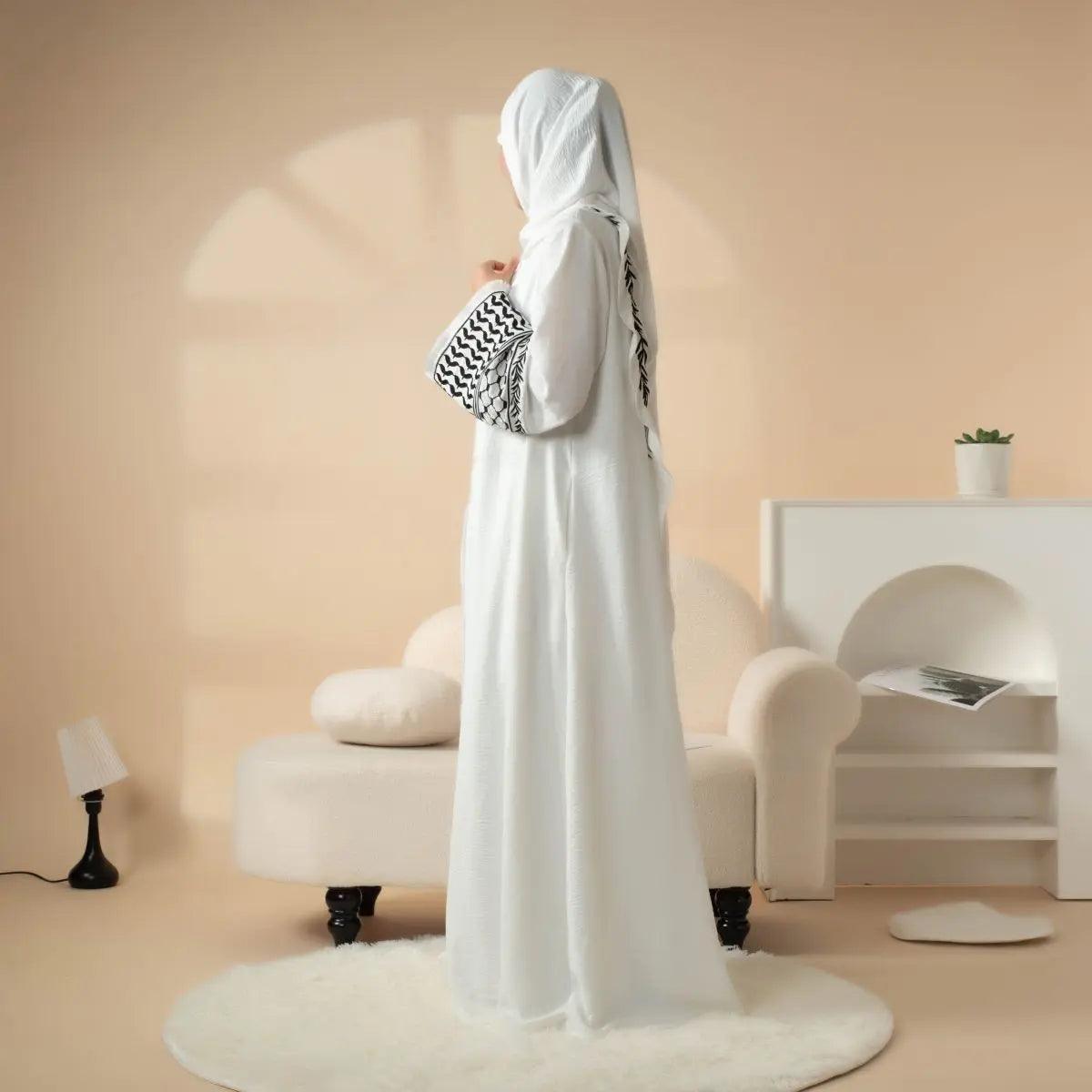 Handmade Keffiyeh Abaya With Embroidery, 4-Piece Set (MOA044), view 4