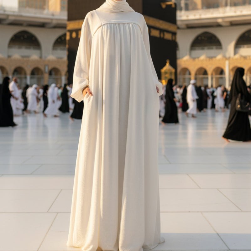 Crepe Abaya with Secure Pockets for Umrah (MA386), view 2