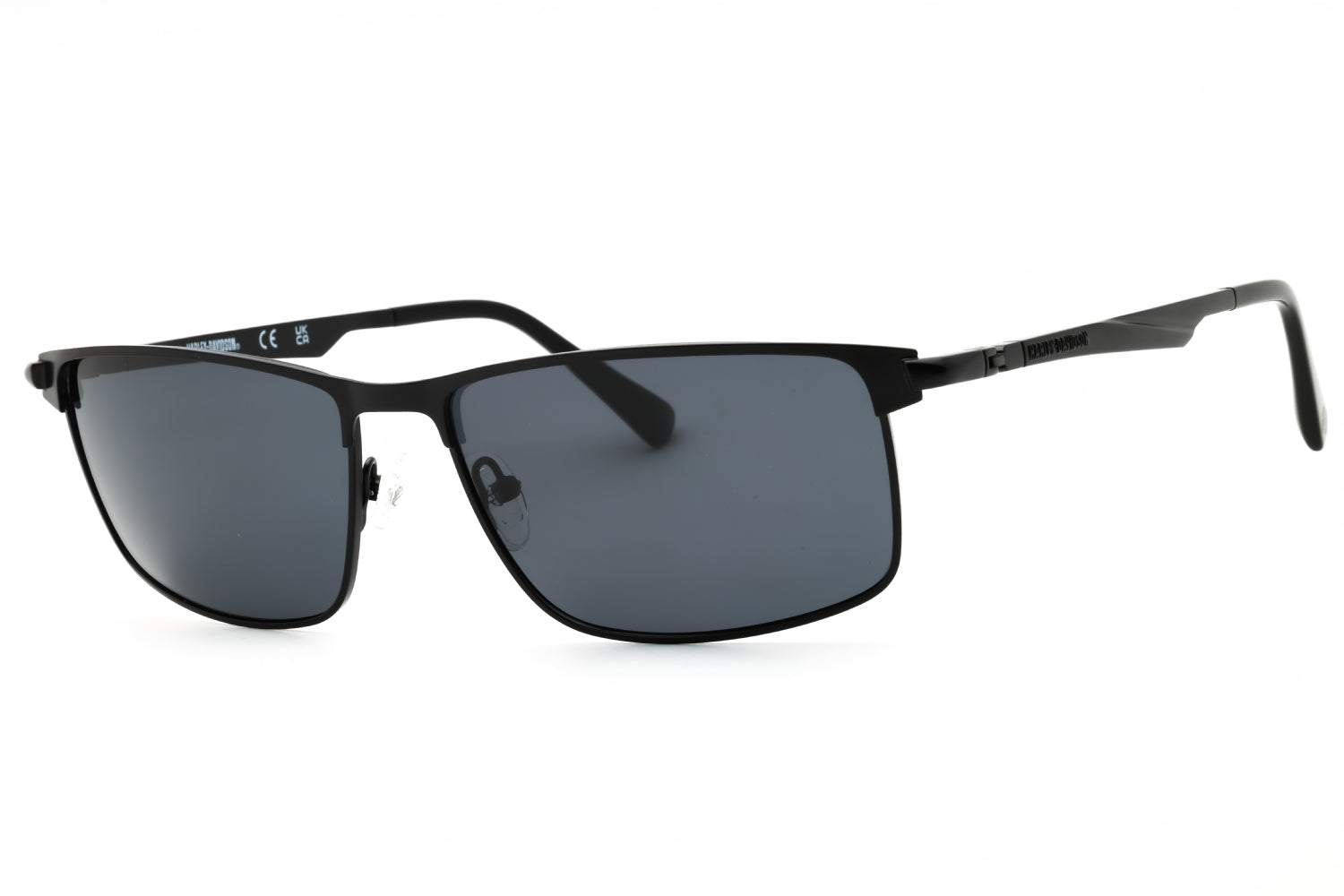 Harley Davidson HD0957X Polarized Smoke Rectangular Sunglasses — Black by Harley Davidson