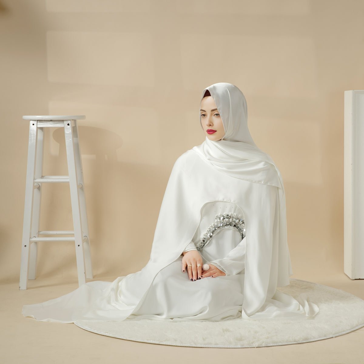 Haute Couture Abaya, Heavy-Crafted 3-Layer Cape Abaya (MA096), view 6