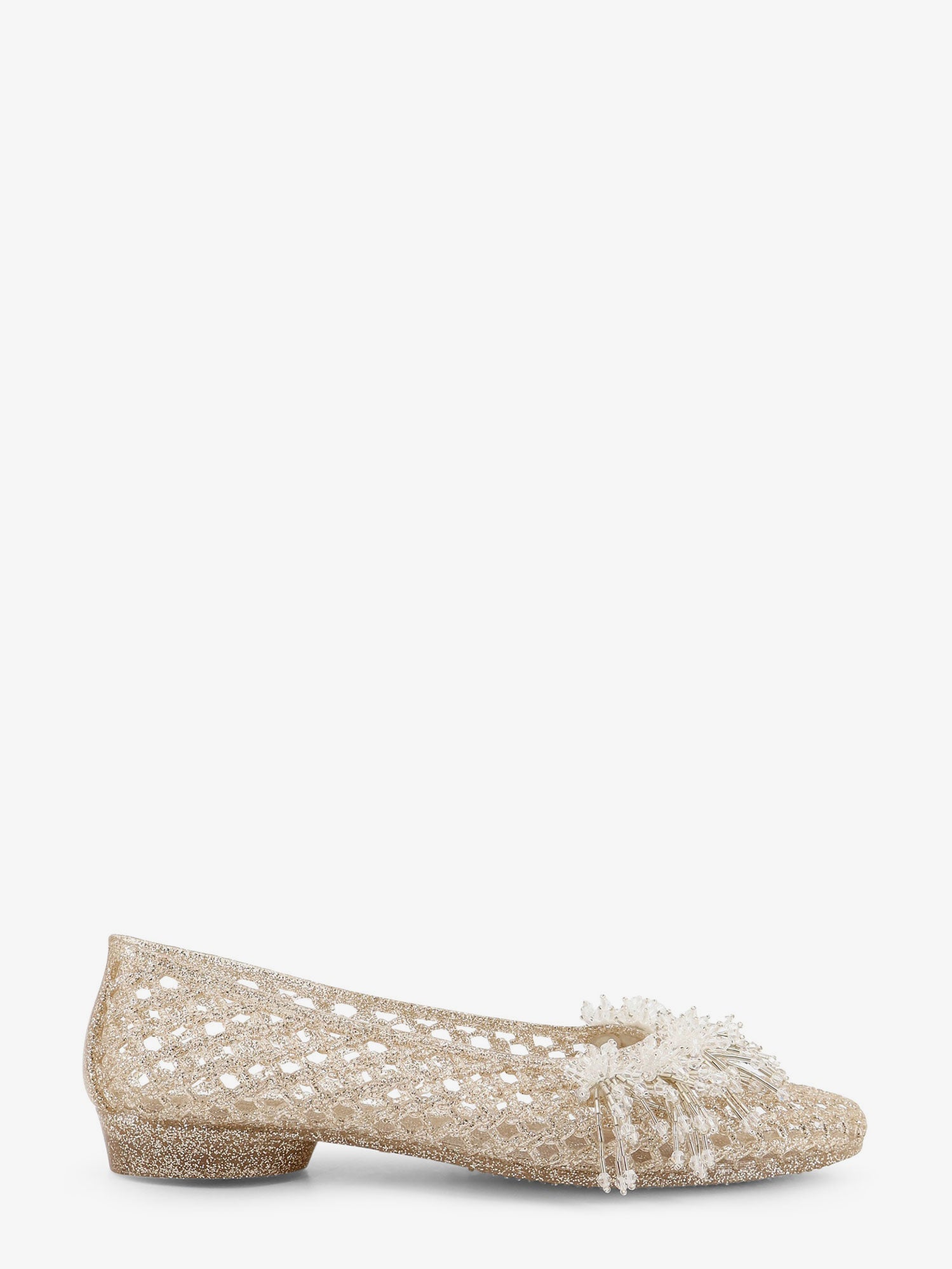 Heavenly Jelly Lace Cut-Out Ballerina Flat — Gold by Heavenly Jelly